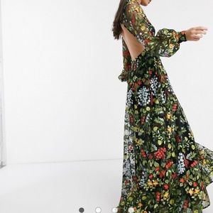 ASOS EDITION floral maxi dress with open back